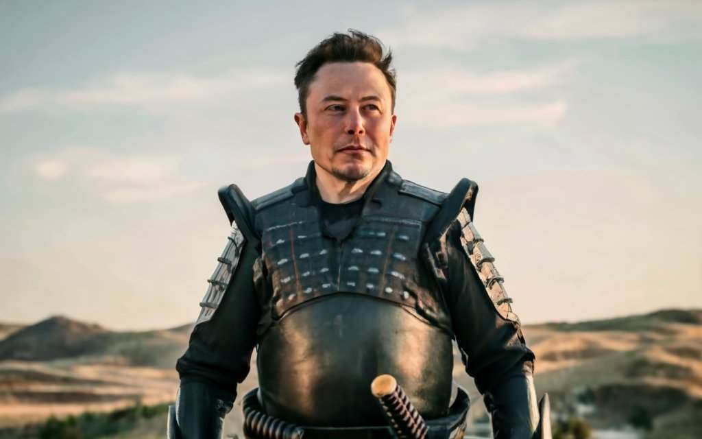 Elon Musk vestido como un Samurai en una imagen generada con IA