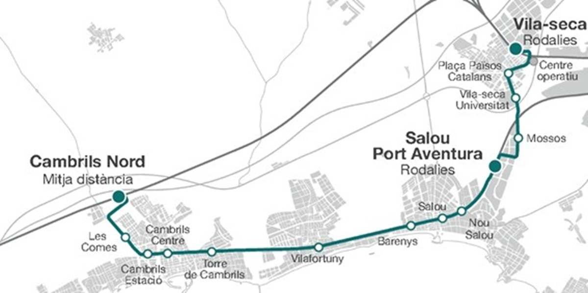 Recorrido del futuro tranvía del Camp de Tarragona. EE