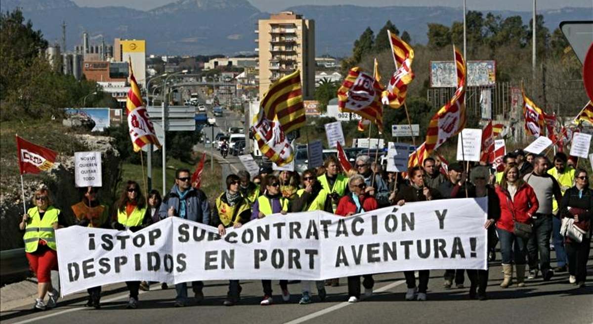 Protesta de trabajadores de Port Aventura en 2013