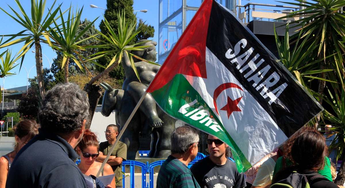 Imagen de una manifestación en los exteriores del aeropuerto de Barajas. 