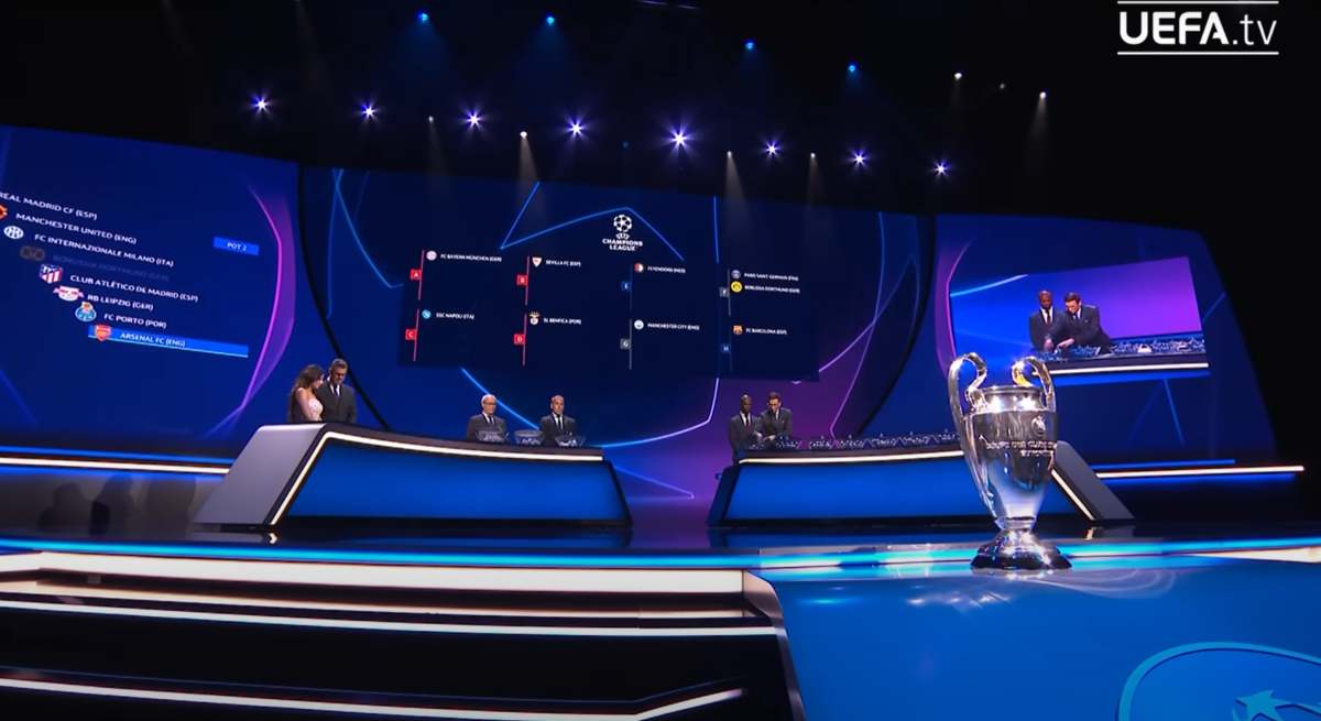 Sorteo de la última fase de grupos, en la temporada 2023/2024. / UEFA