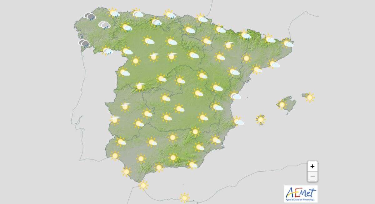 Mapa de la predicción del tiempo de la Aemet. / Foto: Aemet