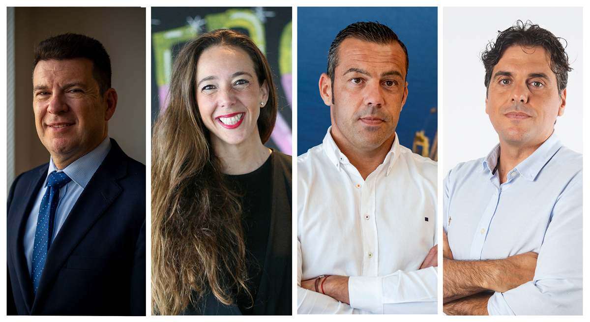 De izquierda a derecha, Raul Morales, expreesidente ejecutivo de Soltec; Carlota Pi, presidenta de Holaluz; Fernando Romero, presidente de EiDF y Óscar Gómez, cofundador de Solarprofit. EE
