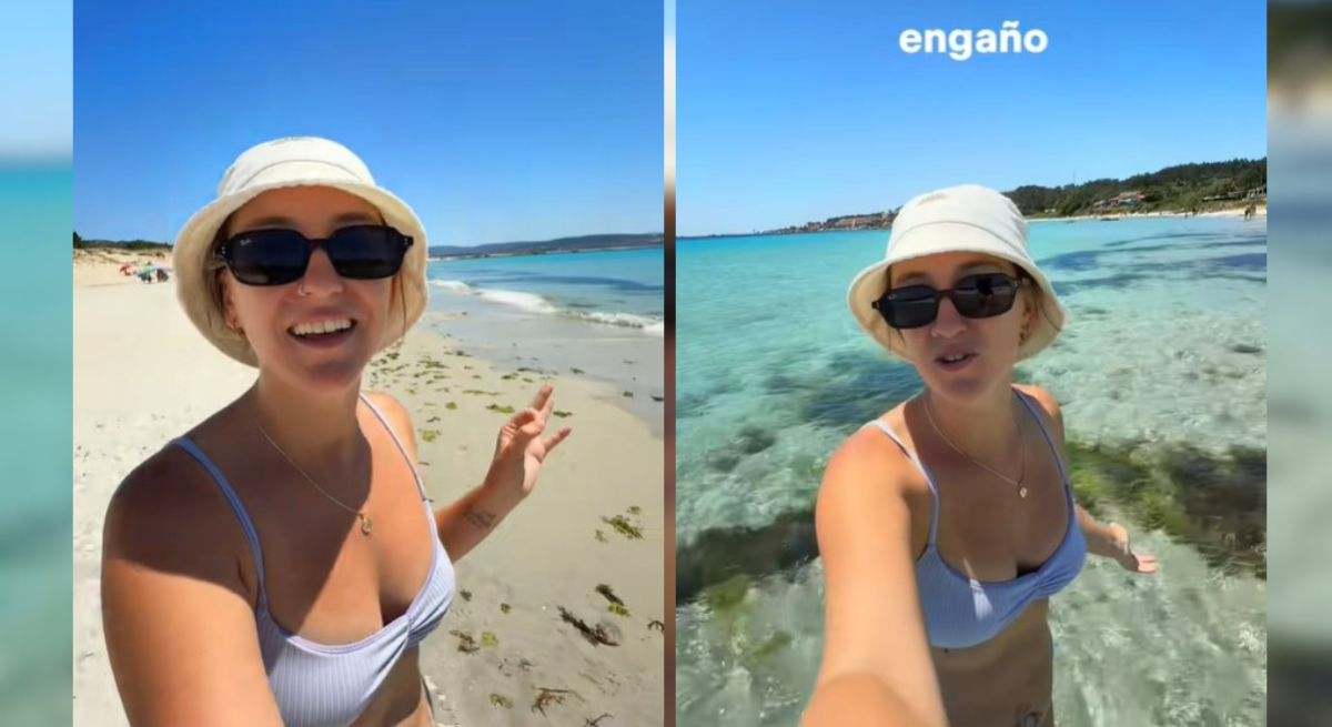 Turista en una playa de Galicia