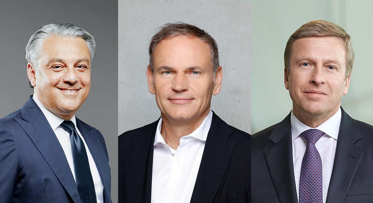 Luca de Meo, consejero delegado del Grupo Renault; Oliver Blume, presidente del Grupo VW; y Oliver Blume, presidente del Grupo BMW
