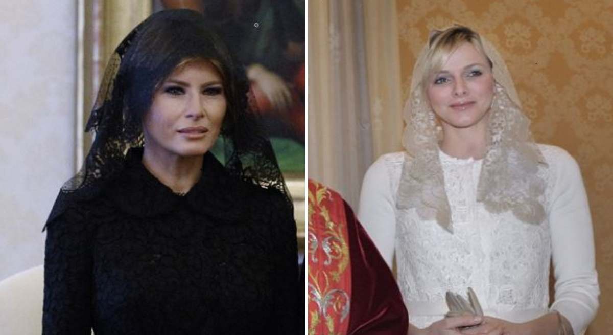 Melania Trump y Charlène de Mónaco en una de sus visitas al Vaticano.
