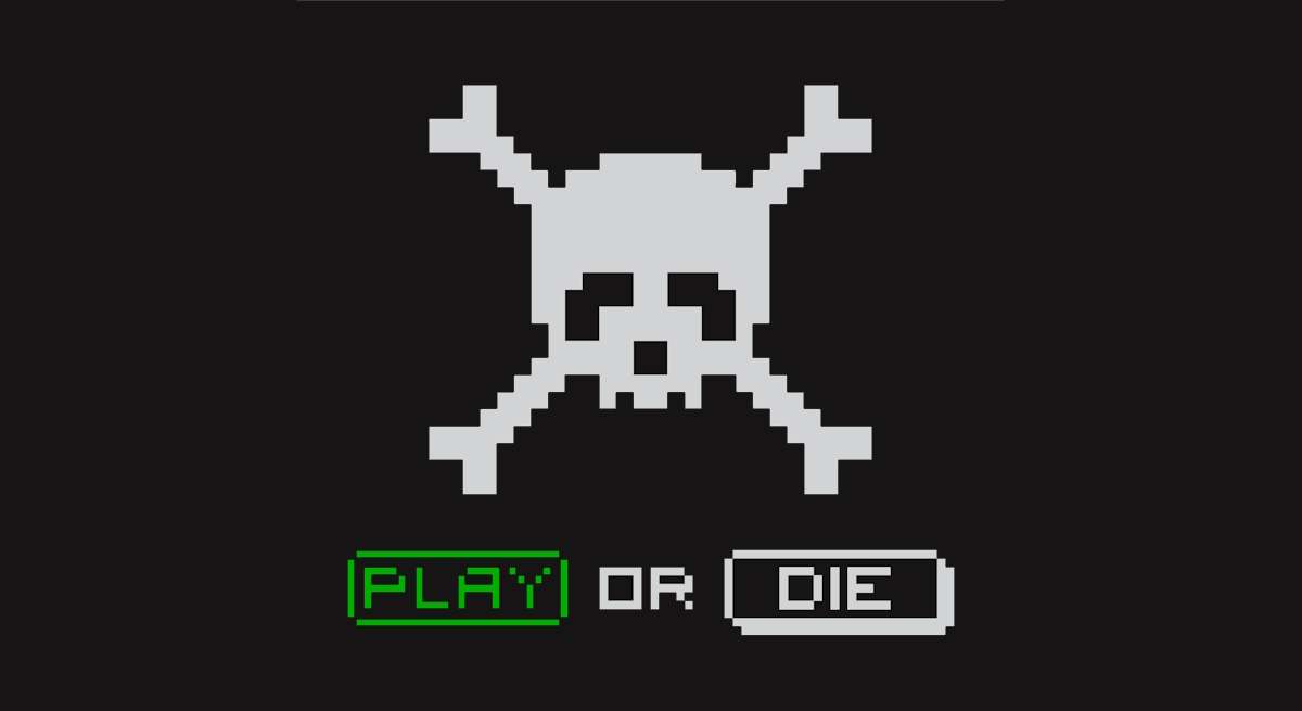 Una calavera pixelizada.