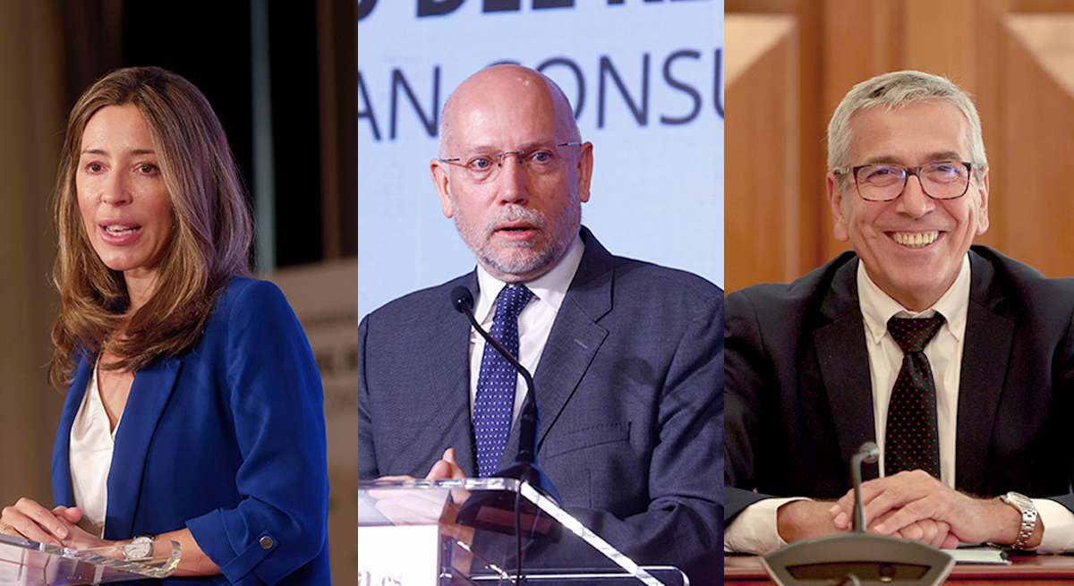 Xiana Méndez, secretaria de Estado de Comercio; Juan Francisco Martínez, director general de Política de Comercio; y José Carlos García de Quevedo, presidente del Instituto de Crédito Oficial (ICO).