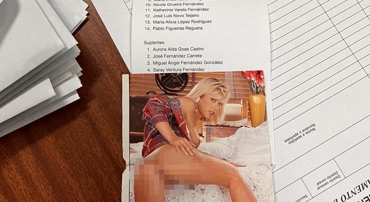 Foto de Samantha Fox hallada en el sobre junto a la papeleta del PP.