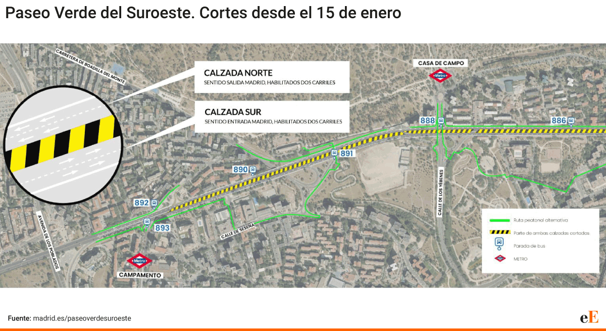 Cortes de tráfico en la A-5 para su soterramiento