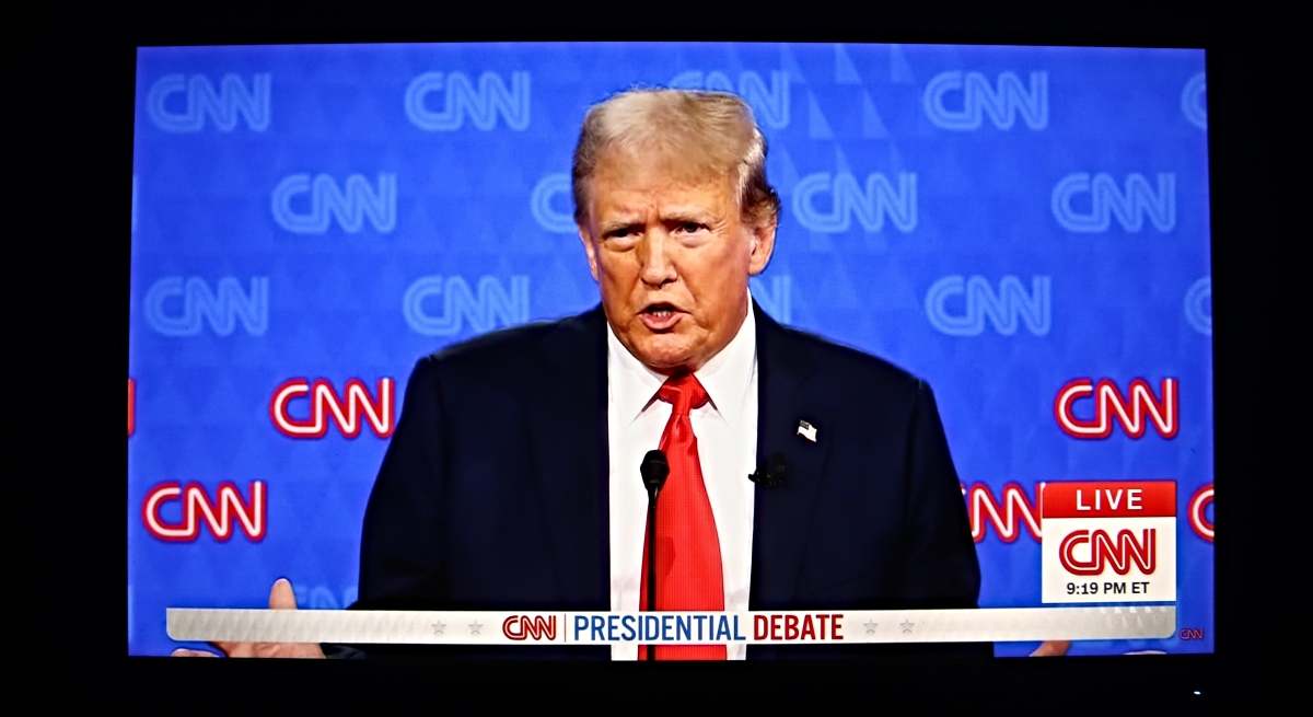 Donald Trump durante el debate con Biden esta semana