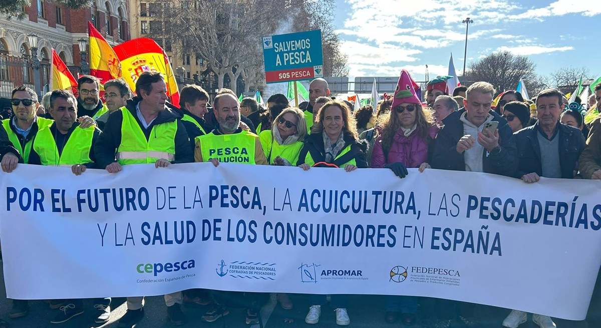 Representantes del sector pesquero durante la manifestación agraria de Madrid . CEPESCA