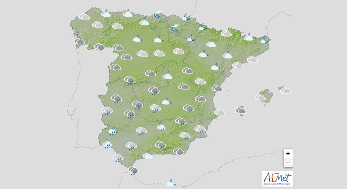 Mapa de las lluvias en España por la borrasca Oliver. / Foto: AEMET