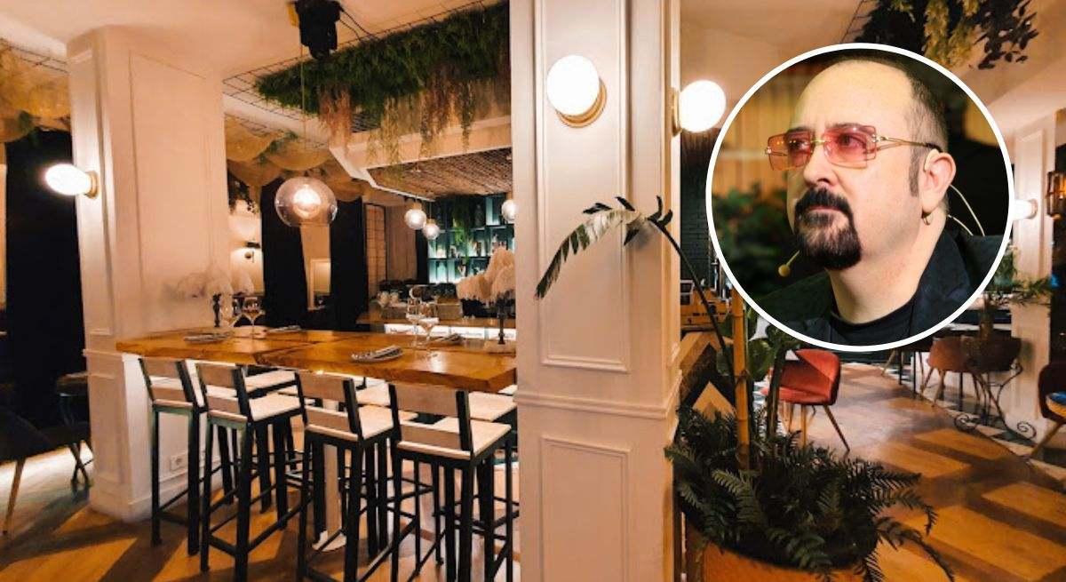 Composición del restaurante junto al actor