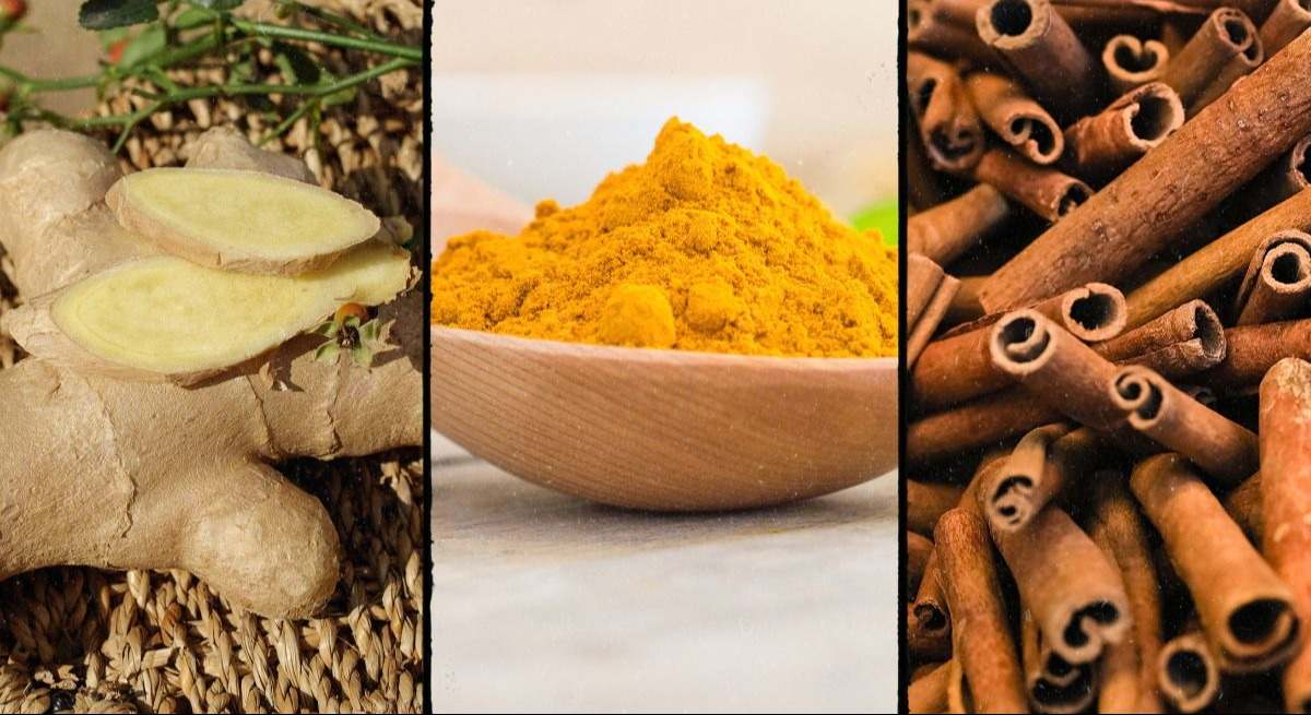Jengibre, cúrcuma y canela