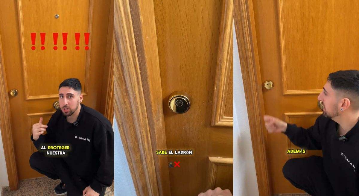 Un cerrajero da consejos de seguridad en la puerta de casa. / Foto: TikTok - Dismaur