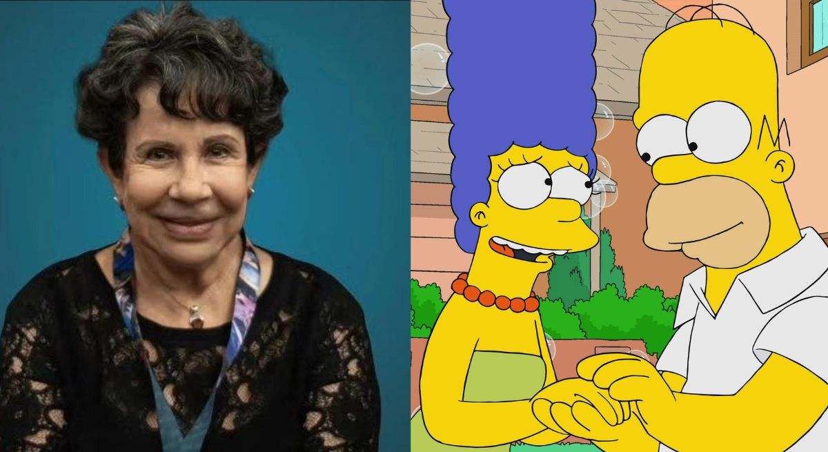 Composición de la dobladora Nancy Mackanzie junto con Marge y Homero Simpson