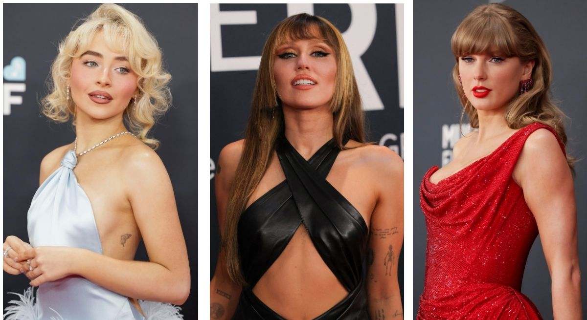 Pie foto Taylor Swift, Miley Cyrus y Sabrina Carpenter