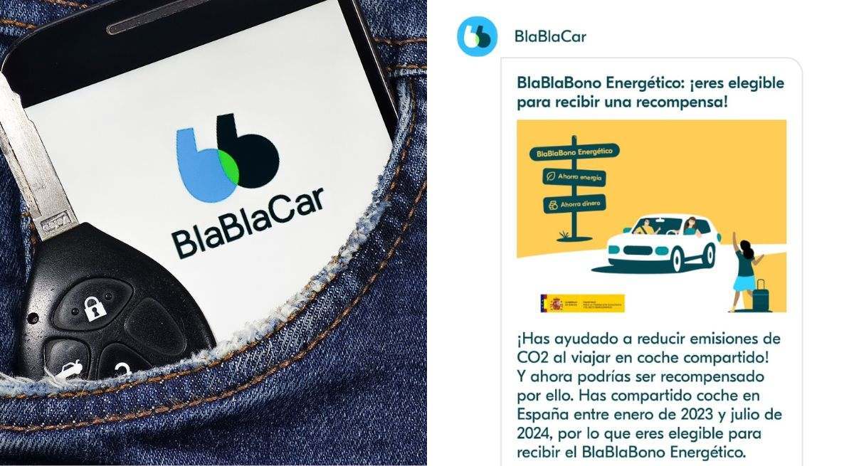 Mensaje de BlaBlaCar de la compensación económica por el bono energético. / Foto: Dreamstime - Canva