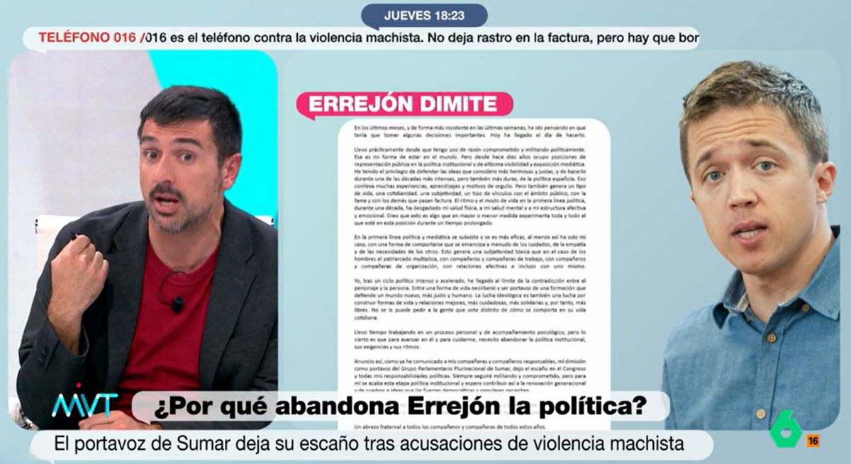 Ramón Espinar hablando en el plató de la Sexta