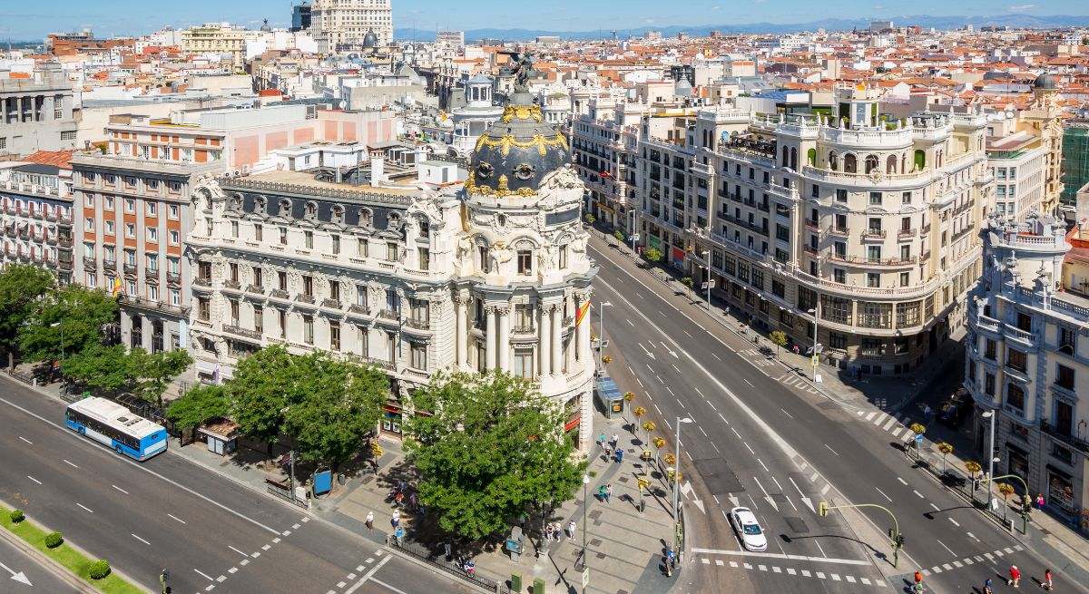 Vista aérea de la Gran Vía de Madrid