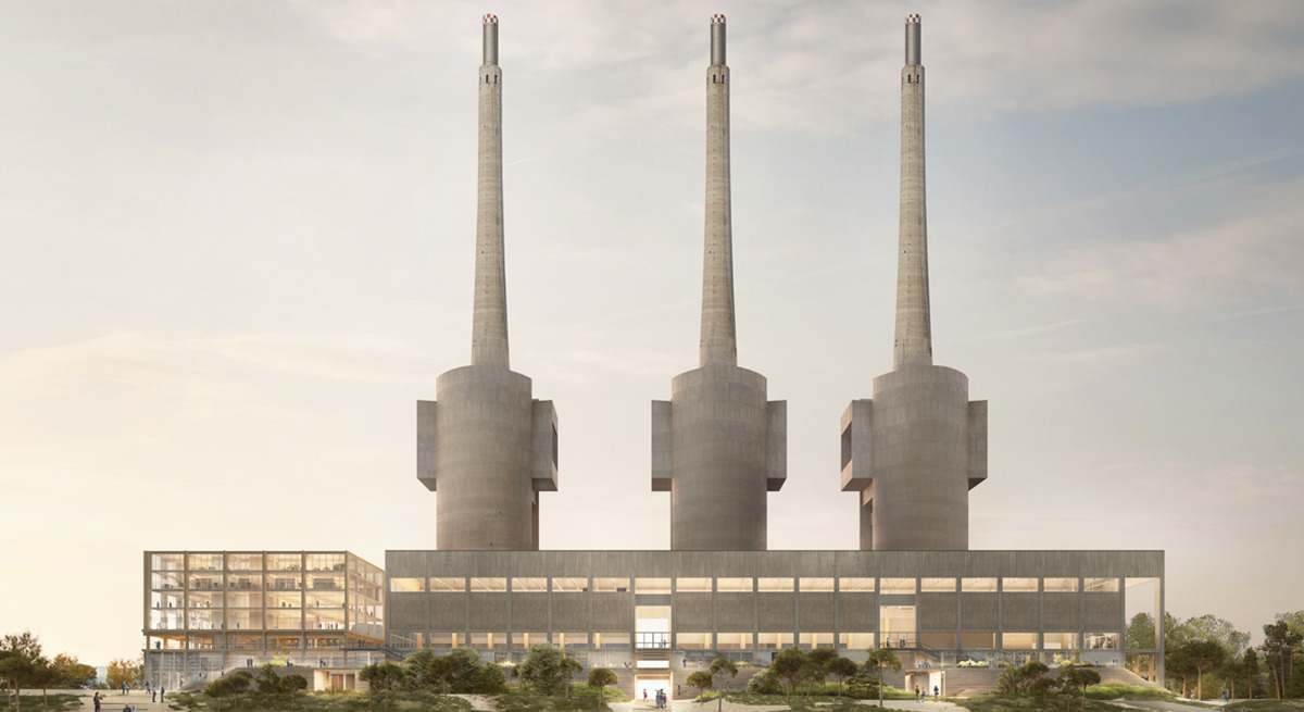 Futuro aspecto del 'hub' audiovisual de les Tres Xemeneies de Sant Adrià del Besòs (Barcelona). EE
