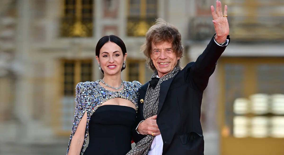 Melanie Hamrick y Sir Mick Jagger en el Palacio de Versalles el año pasado para el banquete con motivo de la visita de estado del Rey a Francia