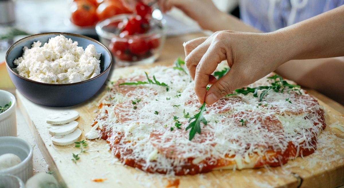Pizza con queso cottage