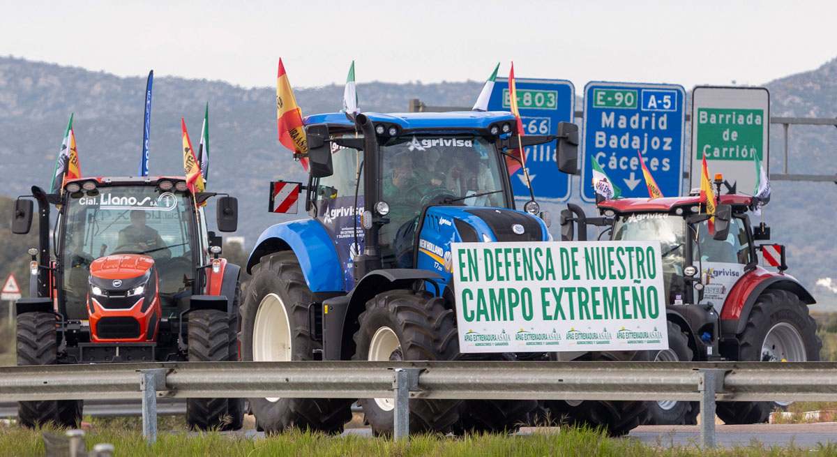 Protesta de agricultores esta semana en Extremadura