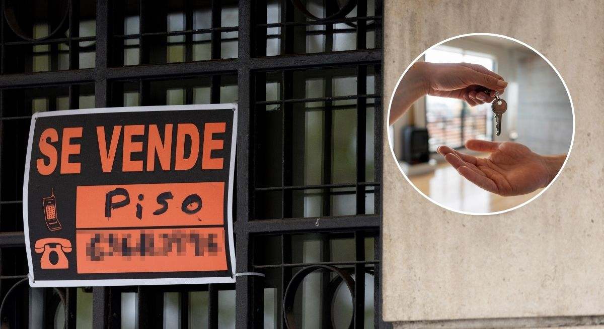 Cartel de "Se Vende" en un portal