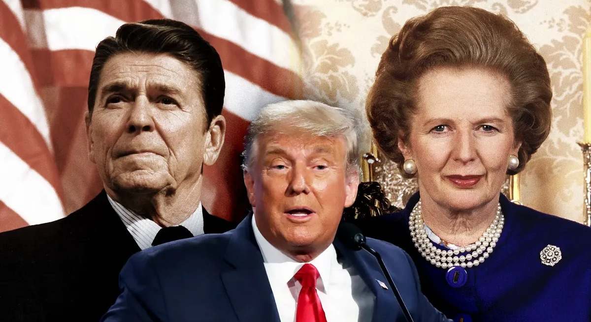 Ronald Reagan, Donald Trump y Margaret Thatcher