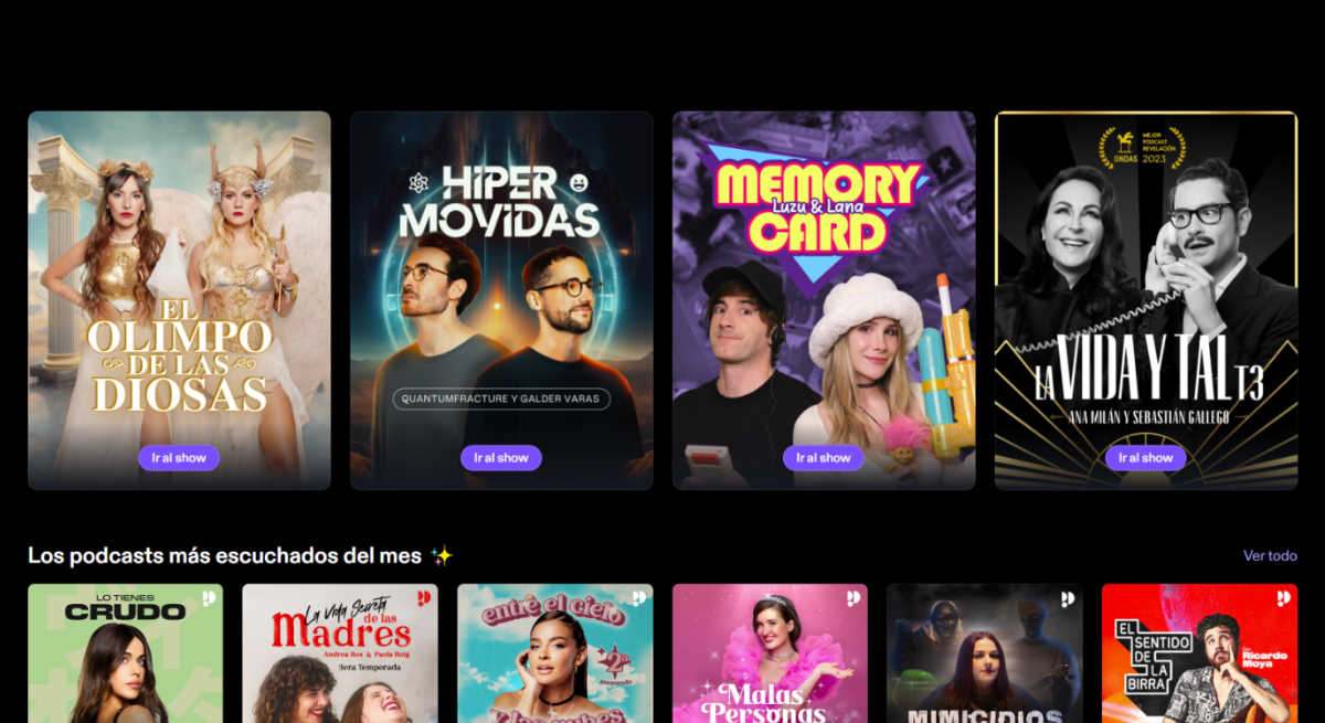 Portada de la plataforma de podcast Podimo
