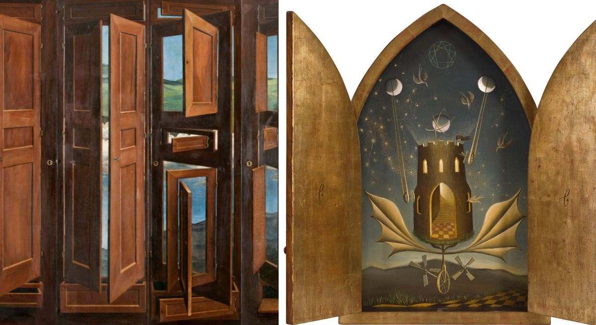 Marcel Jean, 'Armario surrealista', (1941) y Remedios Varo, 'Icono', (1945)