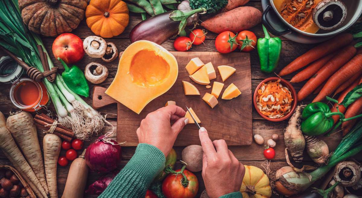 calabaza y otras verduras, frutas y hortalizas