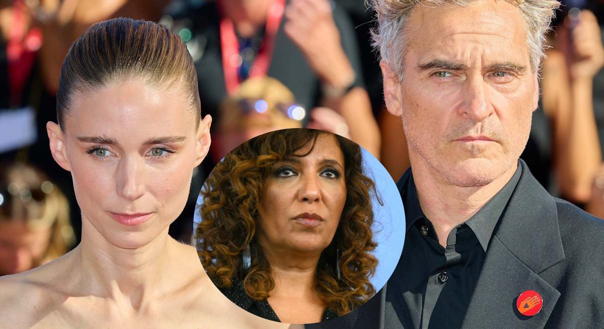 Joaquin Phoenix, Rooney Mara y Kaouther Ben Hania, directora de 'La voz de Hind'