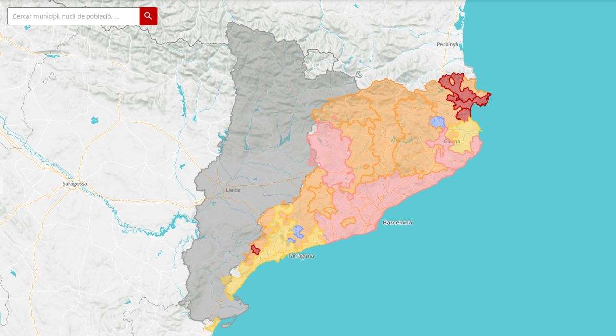 Mapa interactivo sobre el estado de sequía en Cataluña. / Foto: Generalitat de Catalunya