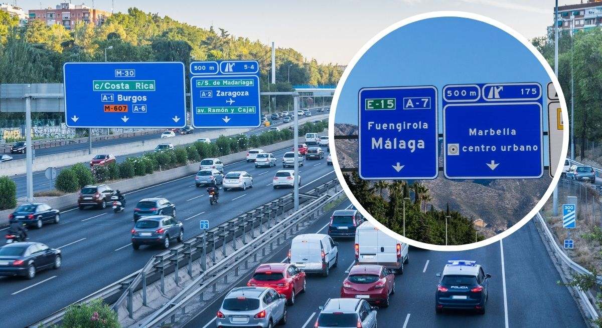 Montaje de las señales de las autovías y autopistas españolas