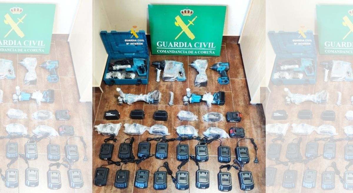 Herramientas intervenidas por la Guardia Civil en Noia