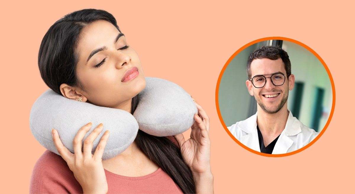 Almohada de viaje e imagen del radiólogo José Manuel Felices