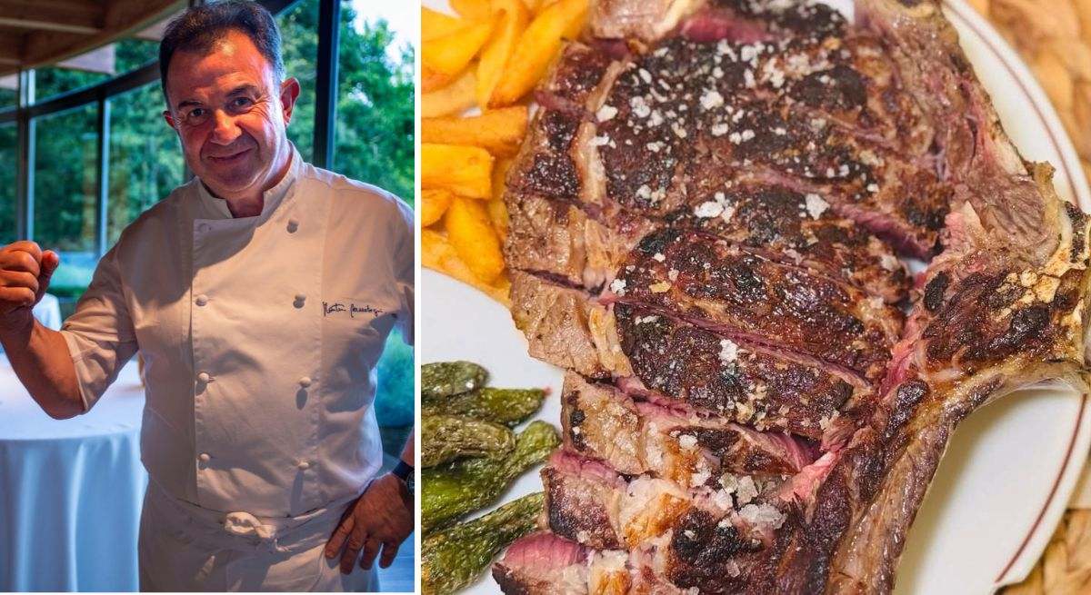 Una composición del chef Berasategui y de un plato de chuletón