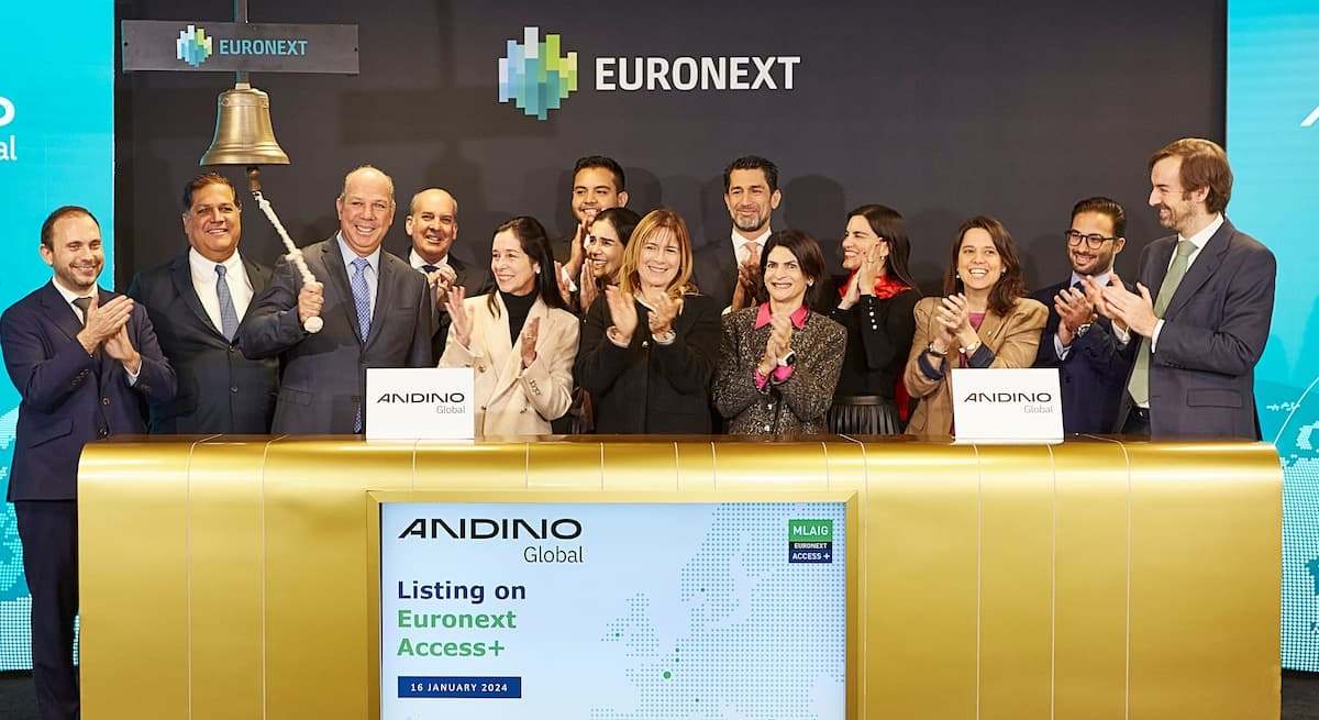 El equipo de Andino Global en su salida a bolsa en Euronext Access+