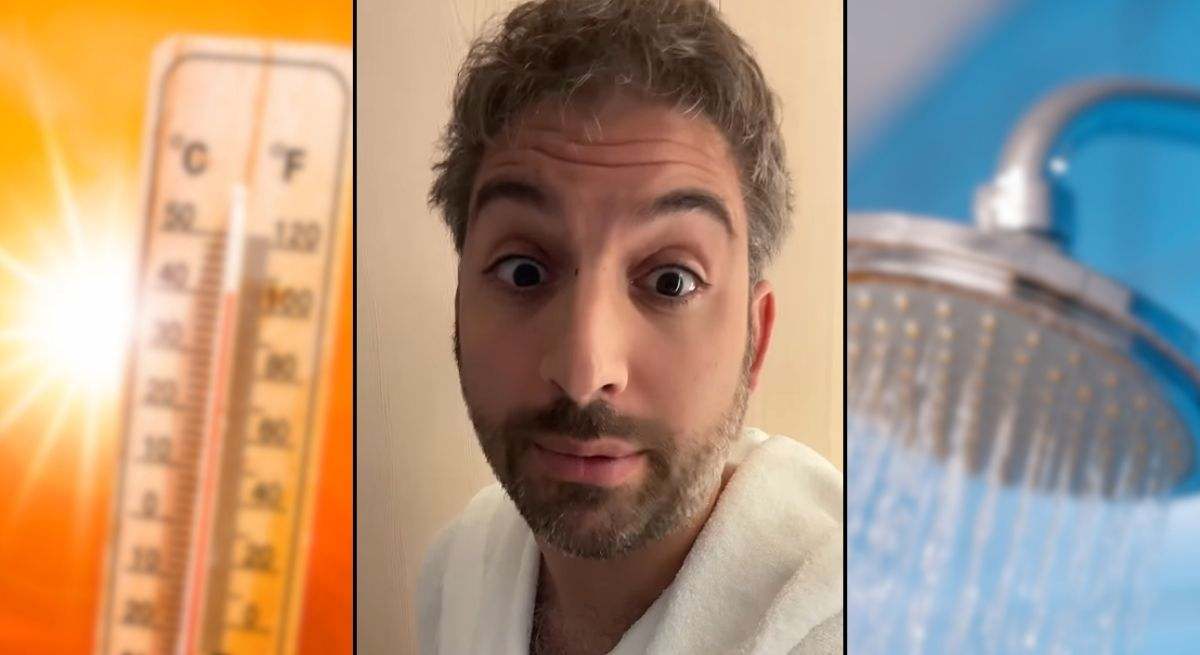 Álvaro Fernández, junto con la imagen de un termómetro y una ducha