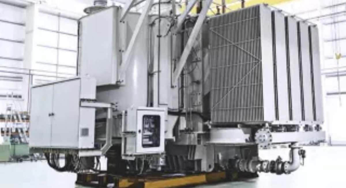 Detalle de un transformador fabricado por Hitachi en Córdoba.