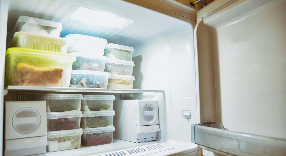 Nevera con alimentos congelados