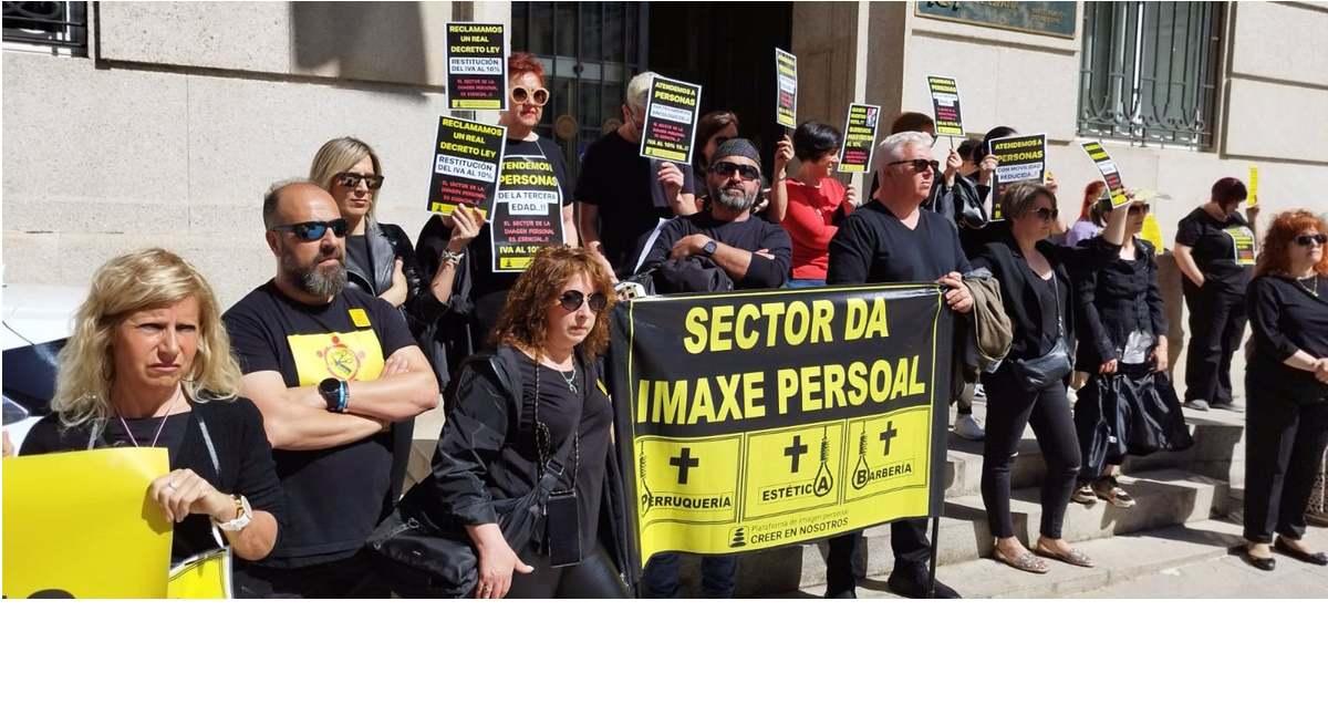 Protestas del sector de la imagen personal en mayo de 2023.