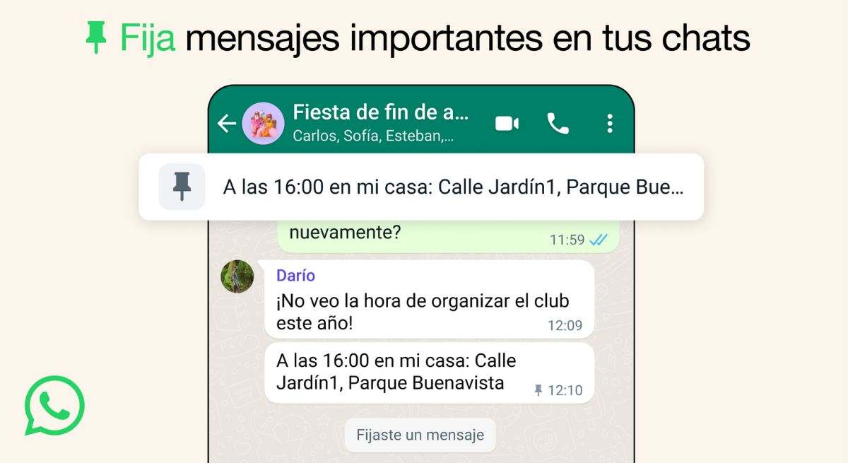 La nueva función de WhatsApp permite fijar mensajes dentro de un chat