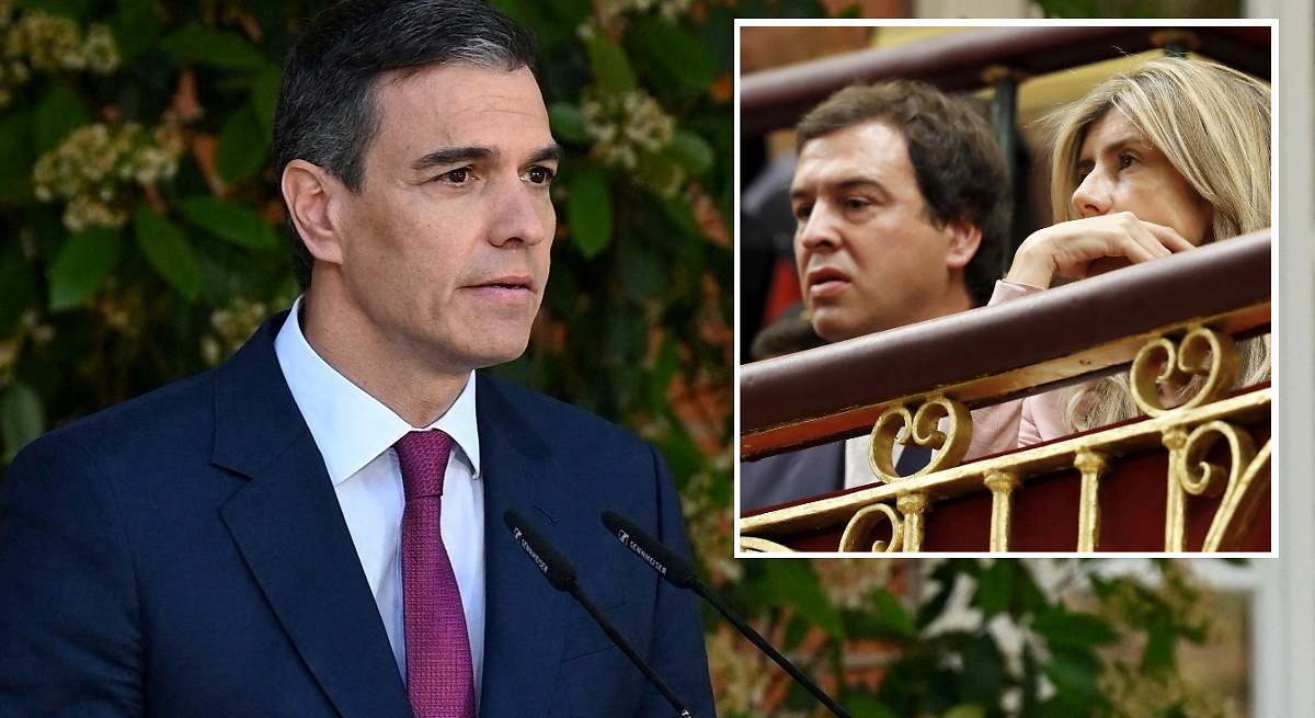 Pedro Sánchez junto a su hermano, David Sánchez, y su esposa, Begoña Gómez
