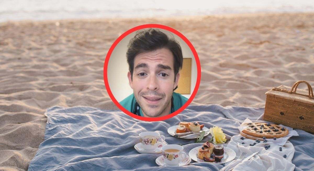 Aurelio Rojas y una playa con alimentos de fondo