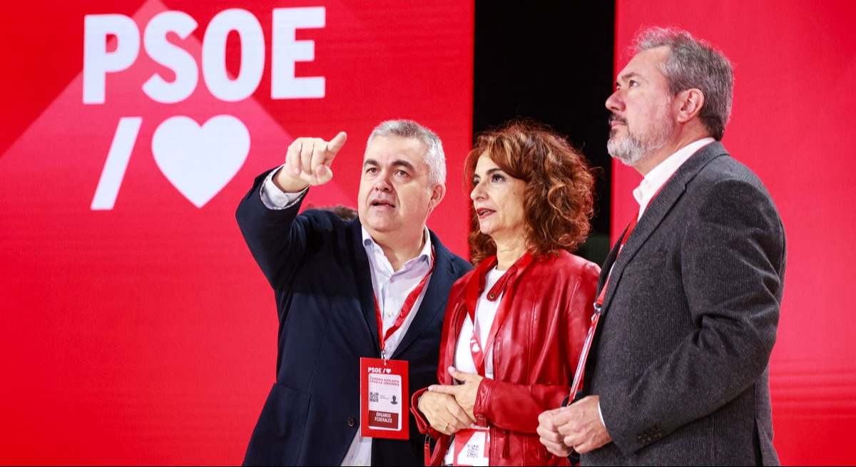 Cerdán, Montero y Espadas en las instalaciones del Congreso. EFE