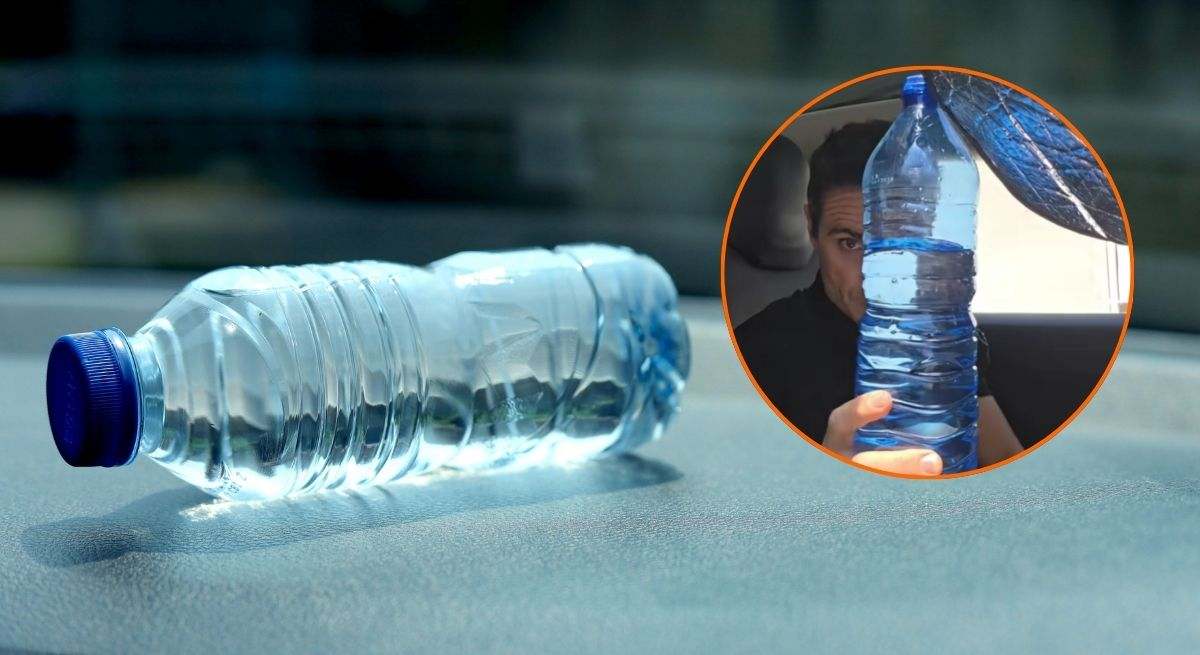 Botella de agua en el coche